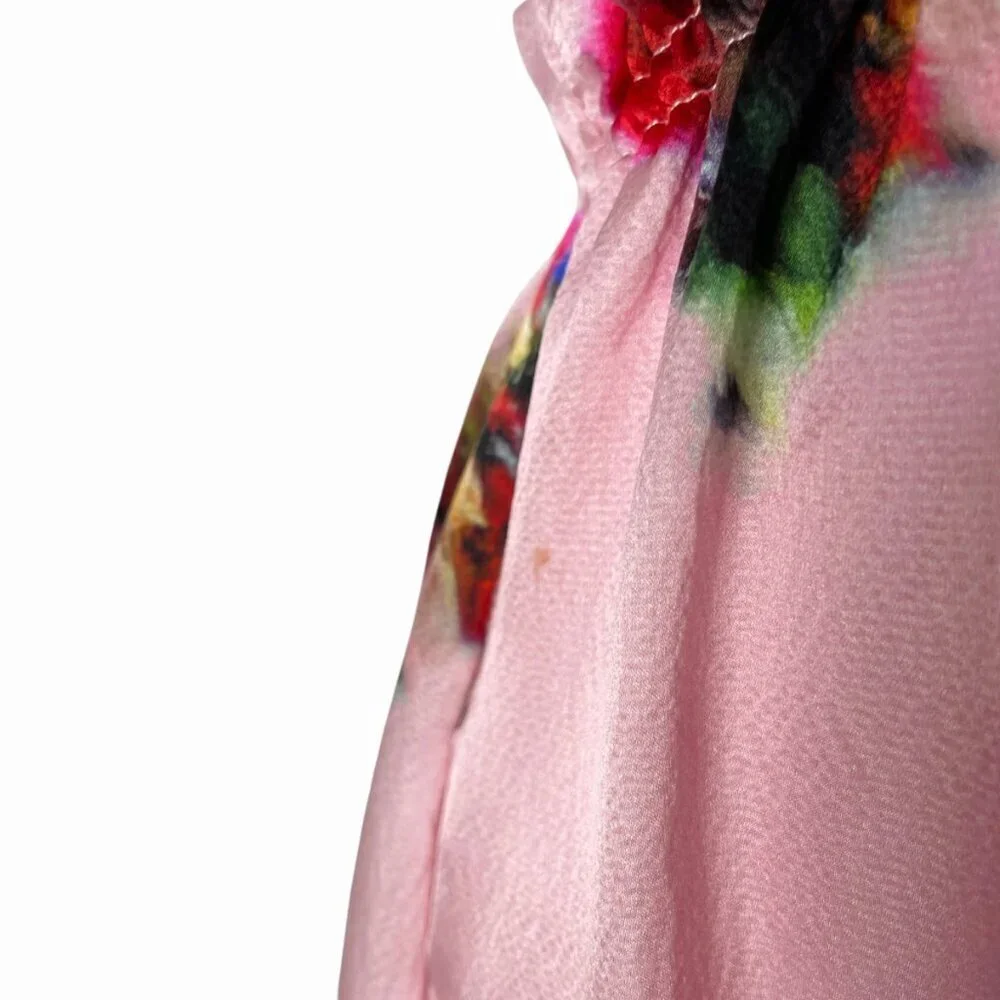 Adam Lippes Ruffle Floral Dress Pink Silk Midi - Picture 14 of 15